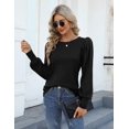 thumbnail image 2 of Zeagoo Womens Elegant Knitted Shirts Lightweight Round Neck Blouse Tops Long Puff Sleeve Pullover Sweater, 2 of 7