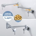 thumbnail image 3 of WOWOW Wall Mounted Pot Filler Faucet with Double Handle in Chrome, 3 of 6