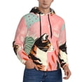 thumbnail image 2 of Rateoe Colorful Cat With Flowers Pattern Mens Hoodie, Pullover Hooded Sweatshirt, Kangaroo Pocket Hoodie Ideal for Daily Wear, Travel and Home-Medium, 2 of 7