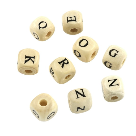 Alphabet Wooden Cube Beads - 9mm by Bead Leading