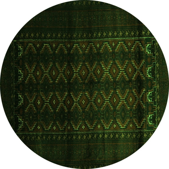 Ahgly Company Indoor Round Southwestern Green Country Area Rugs, 7' Round