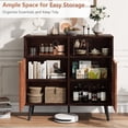 thumbnail image 3 of 31.5-Inch Walnut Buffet Cabinet with Barn Doors, Rustic Wooden Sideboard with Open Storage Shelves, for Hallway, Entryway, Living Room, Kitchen Coffee Bar, 3 of 5