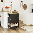thumbnail image 2 of HOMCOM Kitchen Cart on Wheels with Towel Rack, Drawer and Cabinet, Black, 2 of 10