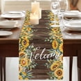 thumbnail image 3 of Table Runners 72 Inches Long Dress Scarves, Sunflower Farmhouse Kitchen Table Runner, Coffee Tablerunners, Yellow Summer Botanical Wooden Farmhouse 18x72 Inch, 3 of 9