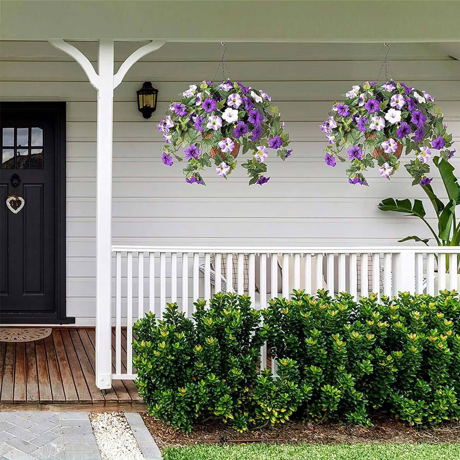 sdhkgrrt Artificial Petunias Flowers, Purple Pink Fake Flower Plants for Outdoor Patio Decor, Waterproof UV Resistant Hanging Flower Vines, Artificial Greenery for Home Garden Wedding Wall Decoration