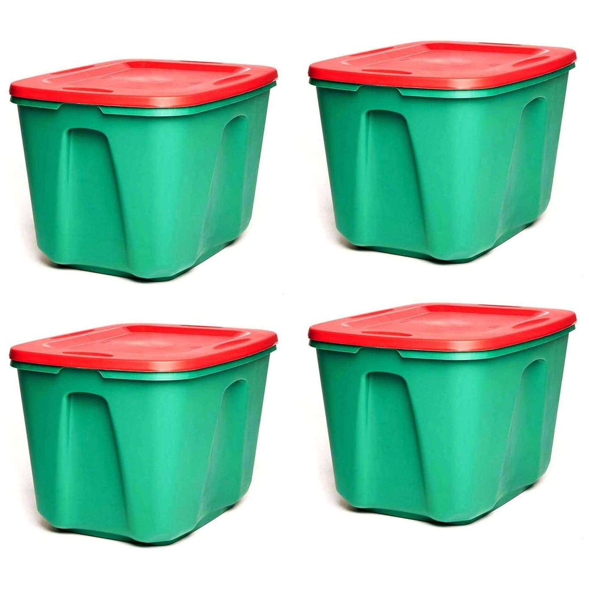 SIMPLYKLEEN 18-Gallon Reusable Stacking Plastic Storage Containers with Lids,  Green/Red (Pack of 4),Holiday Organizer, Stackable Crafts Bins, Nestable  Organizer, Plastic Storage Containers 