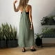 thumbnail image 4 of Vestido camisola holgado informal de color liso para mujer: sin mangas, con lazo en la espalda, corte A, tejido no elástico, adecuado para el día a día en las vacaciones de verano, lavable a máquina, 4 of 6