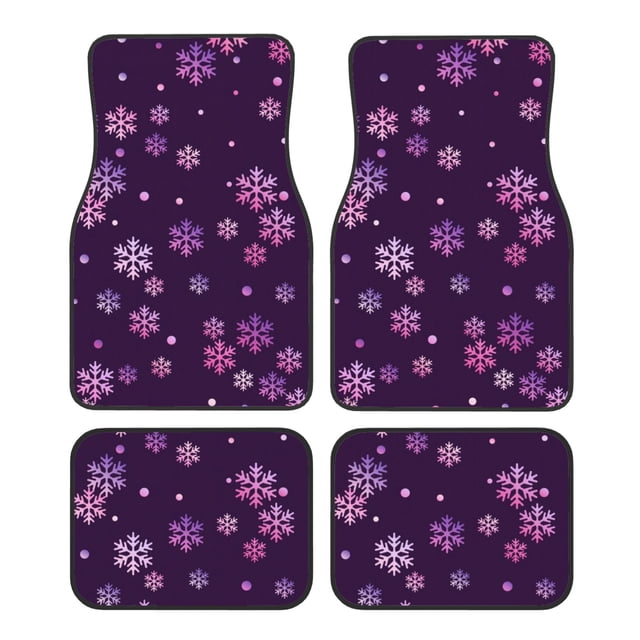 Disketp Purple Snow Flakes for Crystal Velvet Car Mats Four-Piece Set,All-Season Automotive Protection, Vehicles, Cars, Trucks, and SUVs,Anti-Slip Design