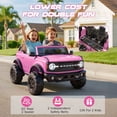 thumbnail image 6 of iRerts 24V 2 Seater Ride on Cars, Licensed Ford Bronco Base Powered Ride on Toys for Big Kids Ages 3-8, Kids Car Electric Vehicle with Remote Control, Bluetooth, LED Lights, 4 Wheel Suspension, Pink, 6 of 9