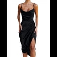 thumbnail image 1 of Falda Irregular Midi para Mujer - Vestido de Verano de Color Liso Negro M, 1 of 7