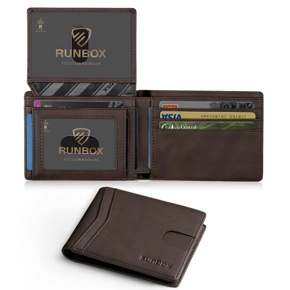 Cartera RUNBOX Slim de piel con bloqueo RFID, 11 x 8 x 2 cm