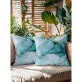 thumbnail image 2 of Waterproof Outdoor Throw Pillows with Inserts 16"x16" Set of 2, Marble Teal Soft Decorative Pillowcases for Couch Bedroom, Golden Ink Painting Abstract Modern Pillow Covers for Sofa Living Room, 2 of 8