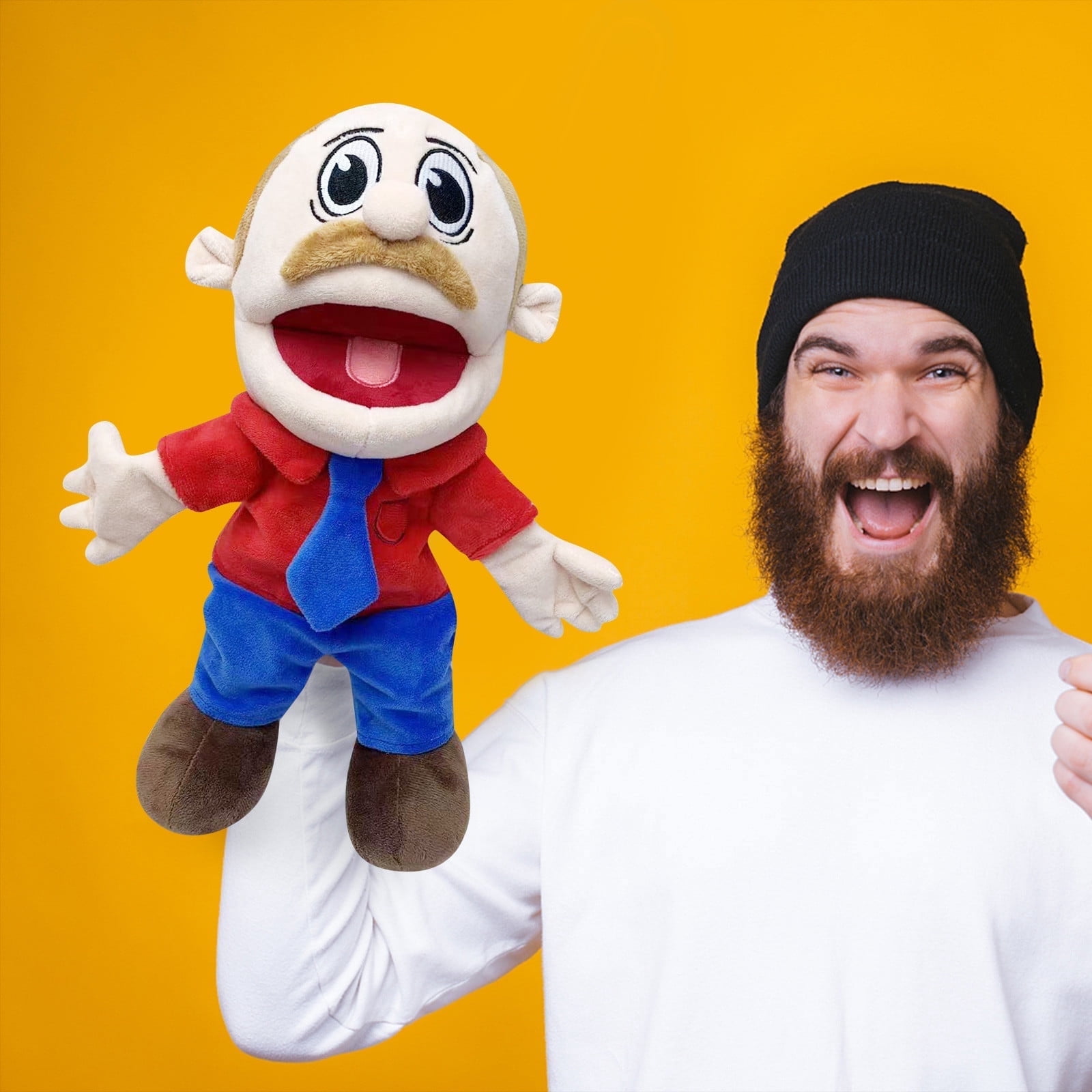 Jeffy Puppet Playmates Jeffy Puppet - 15.7" Jeffy's Dad Marvin Plushies Toys Featuring Movable Mouth for Baby's Delight & Parent-Child Bonding, A Fun and Interactive Companion for Playtime