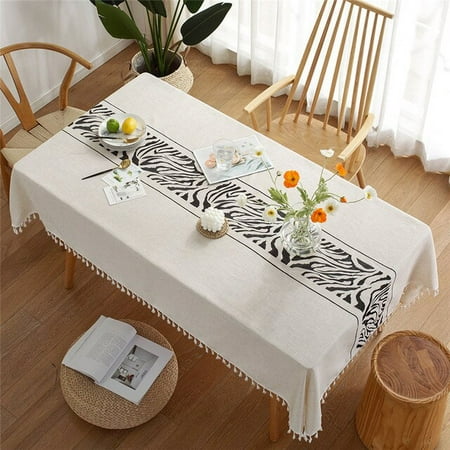 

UMMH Style Linen Tablecloth With Tassel Waterproof Oilproof Thick Rectangular Wedding Dining Table Cover Tea Table Cloth