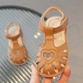 thumbnail image 5 of KPOPLK Girls Leather Soft Open Toe Princess Flat Shoes Summer Sandals(Toddler/Little Kid) Size 8,Brown, 5 of 7