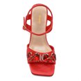 thumbnail image 3 of XYD Women Bling Jewelled Mid Crystal Heels Studded Ankle Strap Buckle Sandals Prom Party Date Shoes Size 4 Red, 3 of 4