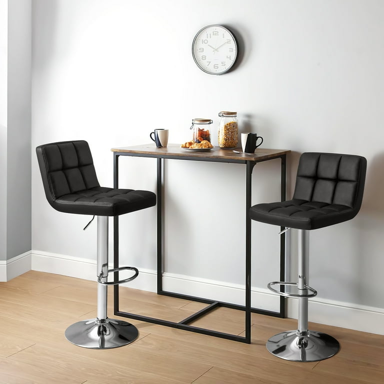Set of 2 modern square leather adjustable bar stools discount