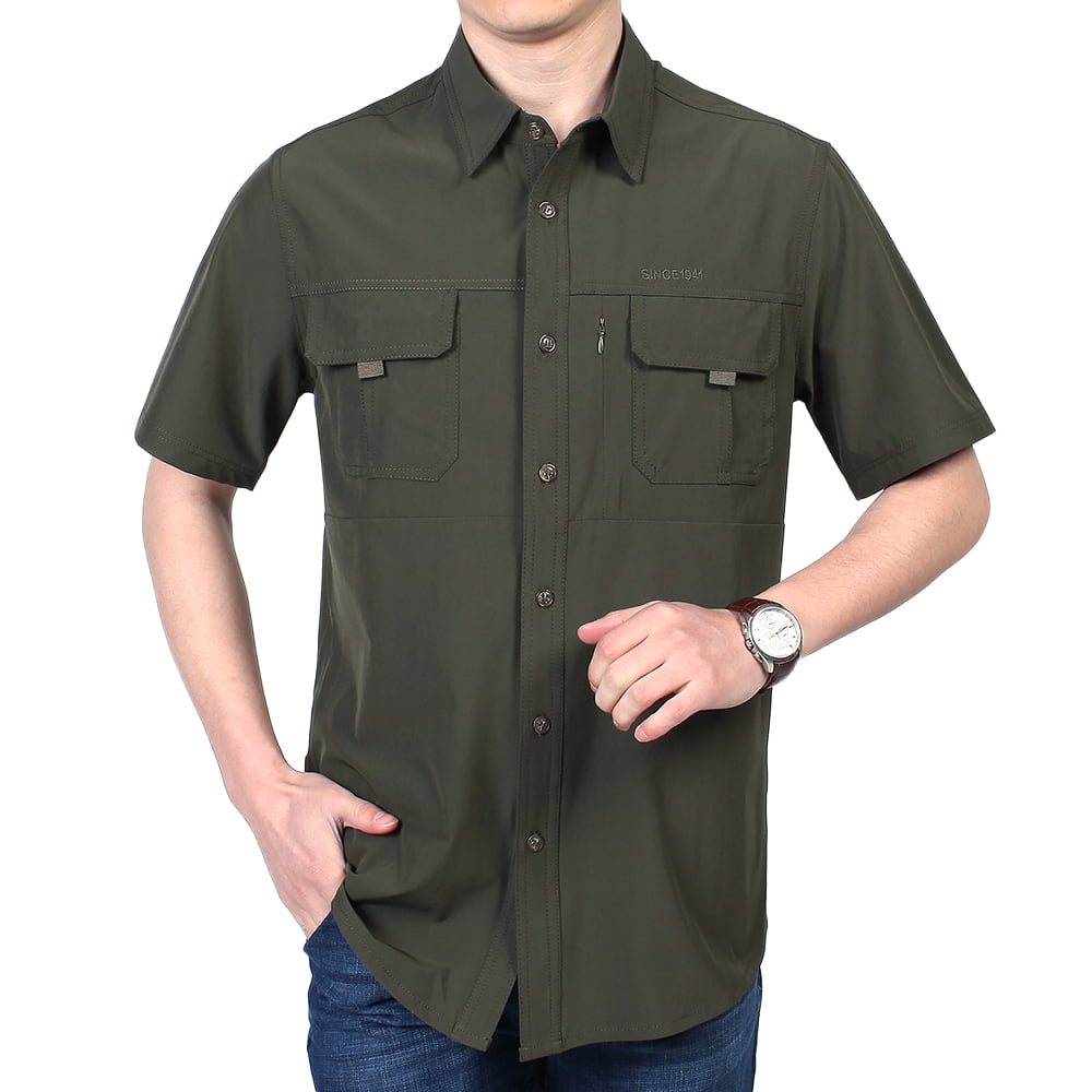 Men's Summer Short Sleeve Shirt Button Down Casual Business Shirt ...