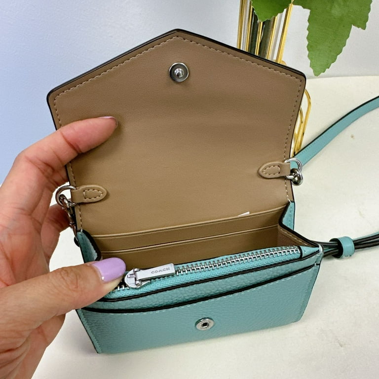 Coach Outlet Mini Envelope Wallet with Strap Faded Blue