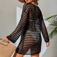 thumbnail image 6 of Taqqpue Swimsuit Cover Up for Women Crochet Bathing Suit Summer Swimwear Long Sleeve V Neck Mesh Knit Beach Dress Vacation Outfits, 6 of 8