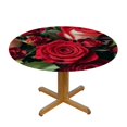 thumbnail image 3 of Roses Round Tablecloth with Oxford Elastic Table Cover Waterproof Oil-Proof Table Cloth Stain-Resistant Wipeable Tablecloth for Round Table, 3 of 8