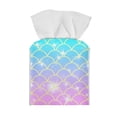 thumbnail image 2 of POLERO Waterproof Tissue Box Cover Square with Bling Mermaid Scale, Leather Tissue Box Holders ,Facial Paper Organizer Dispenser for Bathroom, Car, Office, 5.1"X5.1"X5.5", 2 of 7