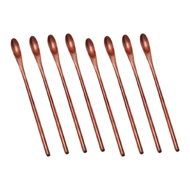 Pequeña Cucharas de CóCtel de Manejar Cucharas de Madera para Mezclar Café de Madera 8 Piezas