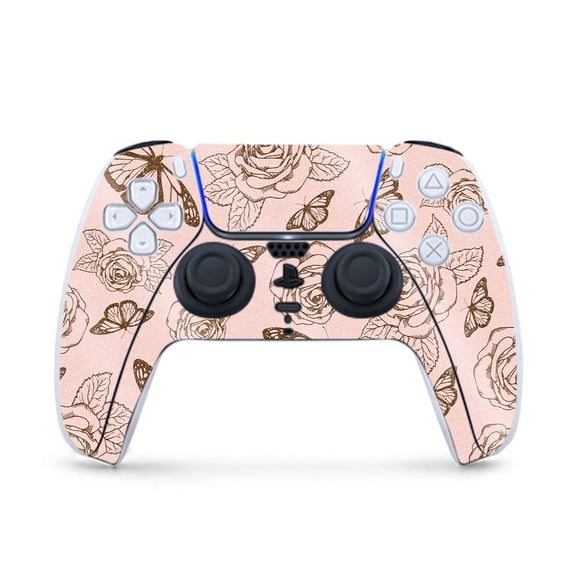 MightySkins Glossy Glitter Gaming Skin for PS5 / PlayStation 5 Controller - Butterfly Garden | Durable High-Gloss Glitter Finish | Easy to Apply and Change Style | Made in The USA