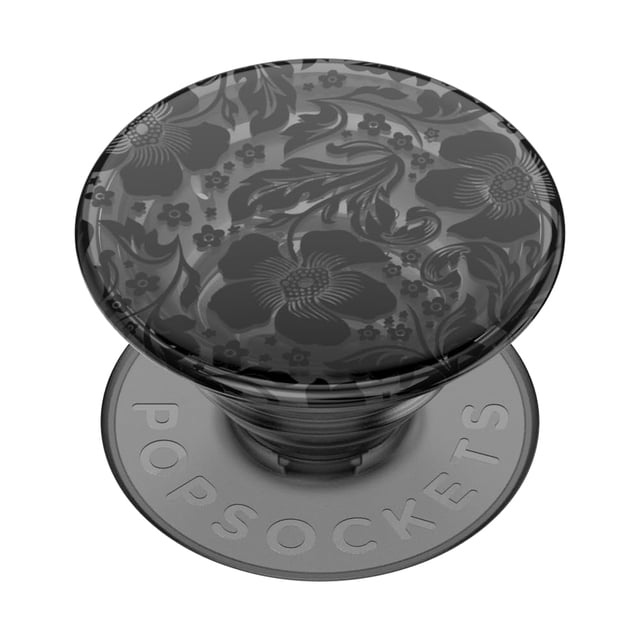 Phone Grip PopSockets a base de plantas con soporte de encaje negro