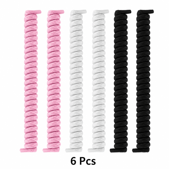 6pcs Elastic Shoe Laces for Sneakers No Tie Curly Tieless Shoelaces Anti-Fall Sports Flat No-Tie Shoelaces in Solid Color for Sneakers Adults