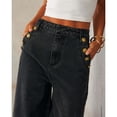 thumbnail image 5 of Wenini Women's High Waist Solid Loose Denim Pants Wide Leg Denim Jeans with Pockets, 5 of 6