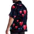 thumbnail image 3 of Valentine's Day Love ECG Men's Short Sleeve Poplin Shirt, Casual Printed Beach Button Down Summer Unisex Shirts, 3 of 6