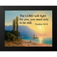 thumbnail image 2 of ArtsyQuotes 14x12 Black Modern Framed Museum Art Print Titled - Bible Verse Quote Exodus 14:14, Ivan Aivazovsky - Sunset Over Yalta, 2 of 5