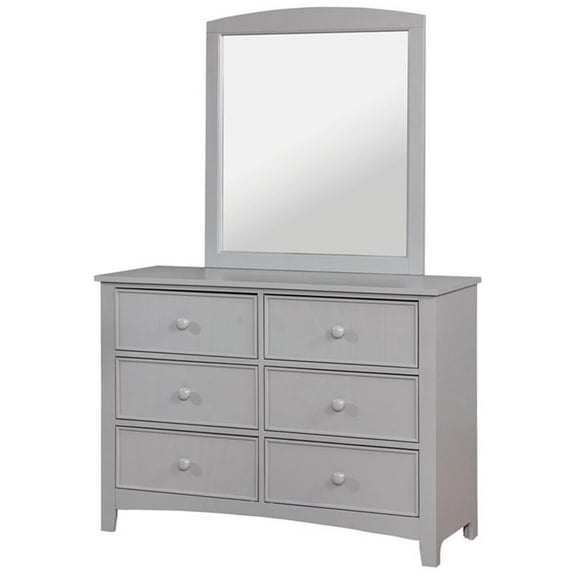 Furniture of America Dimanche Solid Wood Dresser and Mirror in Gray