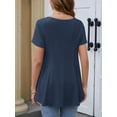 thumbnail image 3 of Fancyglim Women Tunic Tops V-Neck Short Sleeve A Line Blouse Summer Shirt M - 3XL, 3 of 5
