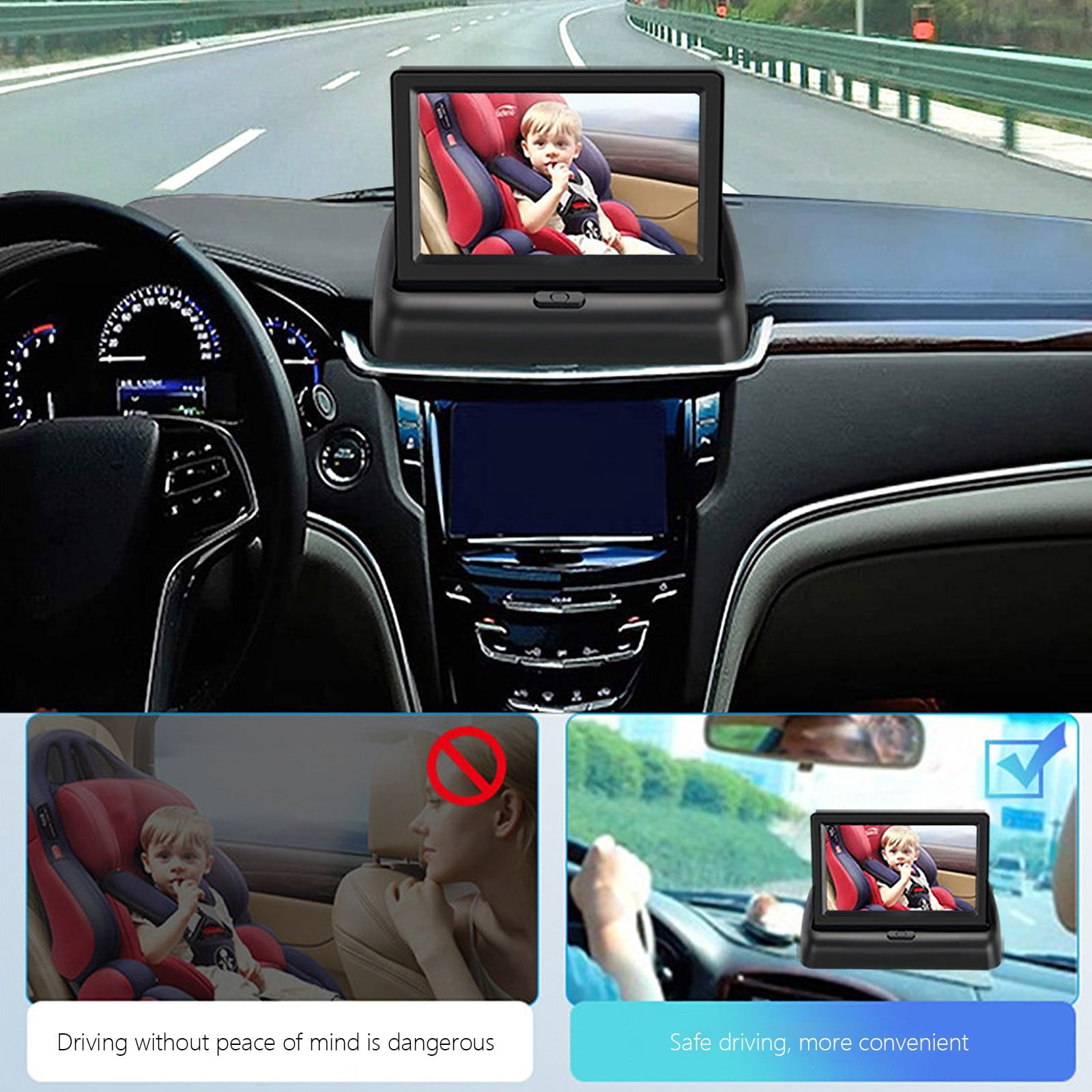Btomtd Dashcam Front And Rear Camera,Dashcams For Cars,4.3 Inch Folding Model Car Baby Car Baby