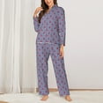 thumbnail image 2 of Honeii Anchors print Women's Pajama Sets Long Sleeve Button Down Sleepwear Nightwear Soft Pjs Lounge Sets-Large, 2 of 7