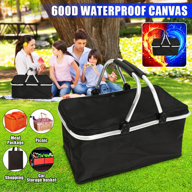 30L Waterproof Insulated Picnic Basket Leakproof Collapsible Warm & Cooler Bag 