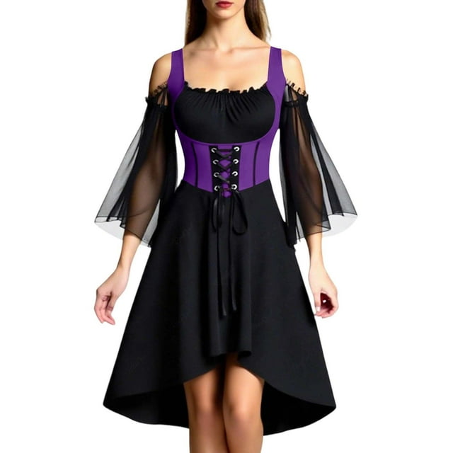 DuoJiaJ Robe Gothique Médiévale Élégante pour Fête et Cosplay Performance sur Scène