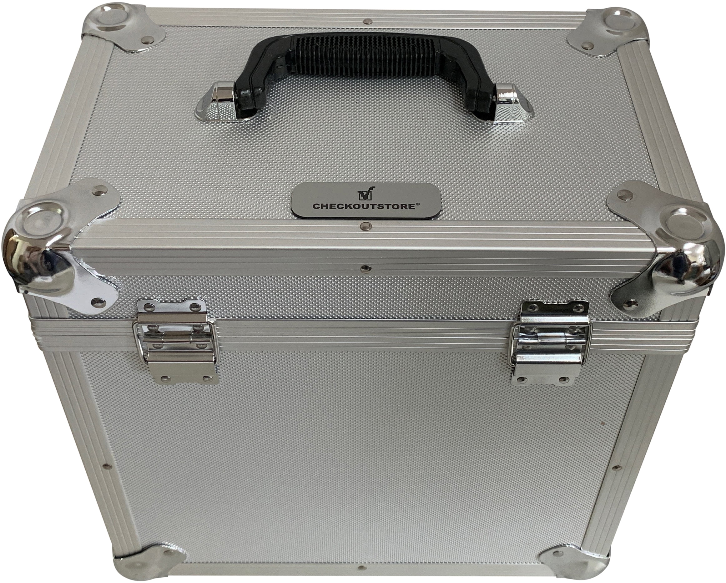 CheckOutStore Silver Aluminum 12x12 Square Cardstock Paper Holder Storage Box - Small
