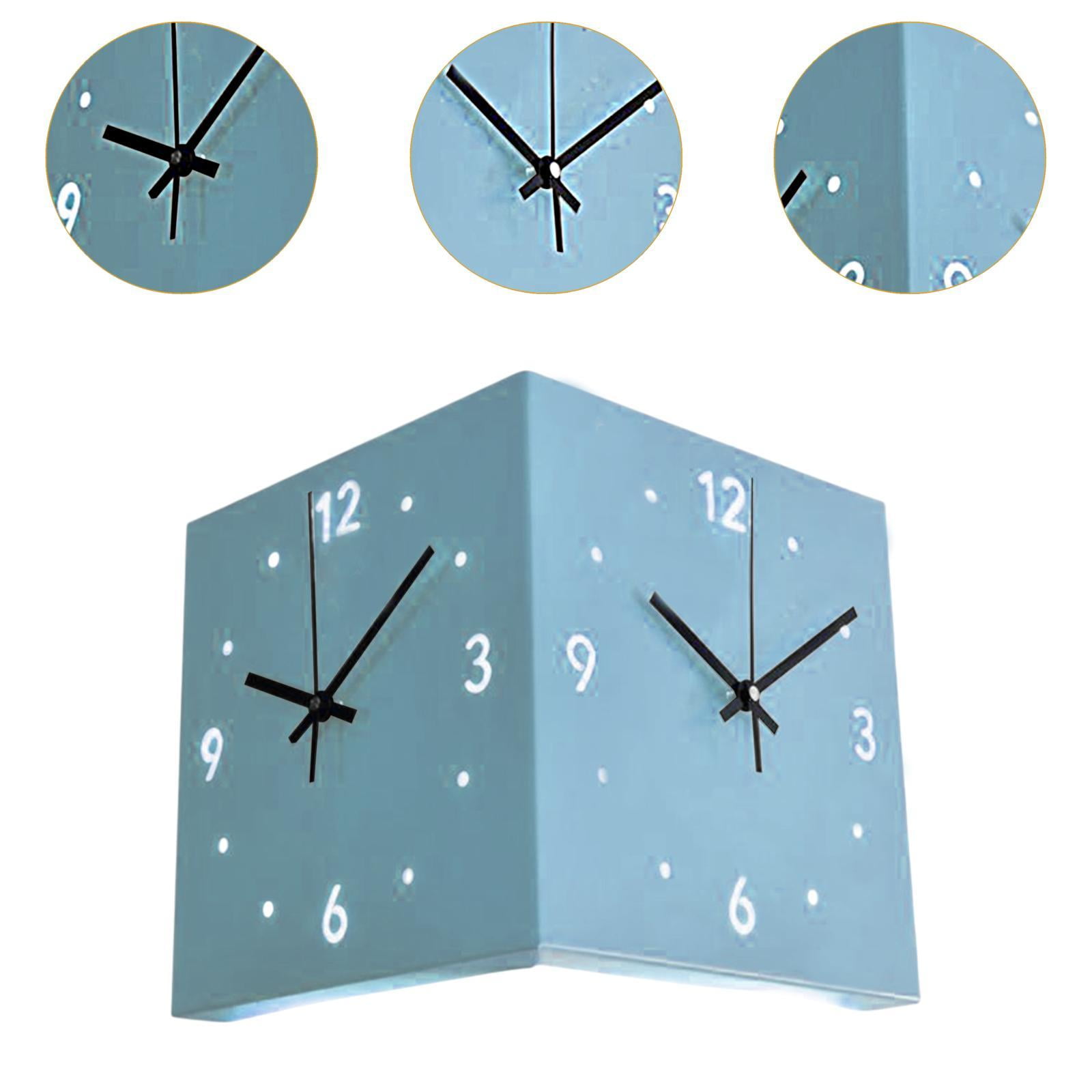 Baoblaze Double Sided Corner Wall Clock Friend Gift for Living Room Hotel Dining Room Blue