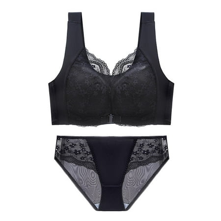 Women s Lace Underwear Set: Front-Button Bra & Panty  Wireless Comfort  Seamless Design for Daily Wear