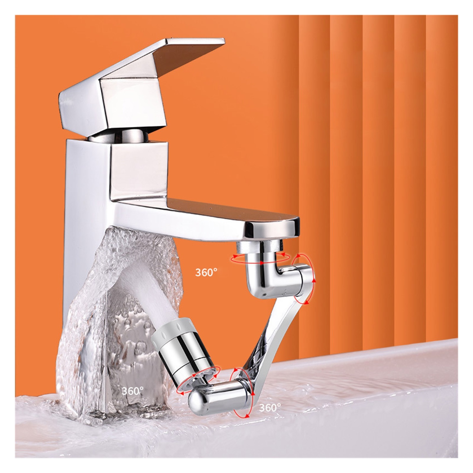 Stainless Steel Universal 1080 °Swivel Robotic Arm Swivel Extension Faucet Aerator Kitchen Sink Faucet Extender 2Water Flow Mode ,Easy to Install
