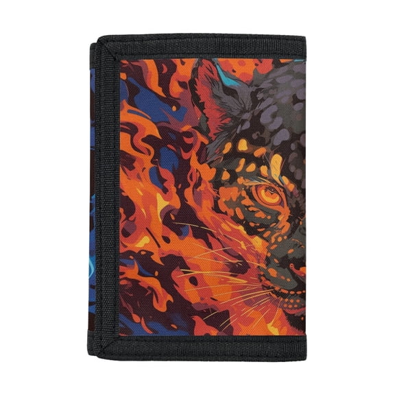 CHAQLIN Polyester Trifold Card Wallet with Vibrant Leopard Decoration , Portable Lightweight Kids Wallet for Outdoor Sports and Daily Use