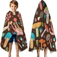 thumbnail image 3 of Colorful Mushroom Floral Brown Pattern Hooded Bath Towel，60"x35" for Ages 3 To 12 Kids, Quick Dry Lightweight Soft Microfiber Hood Beach Towel Cover Up for Kids, 3 of 7