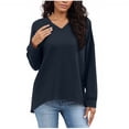 thumbnail image 2 of VBVC No Boundarie Women's V-Neck Slimming Sweatshirts,Long Sleeve Pullover Tops For Women,Ladies' Pluz Size Fit Shirts,Navy,Size M, 2 of 8