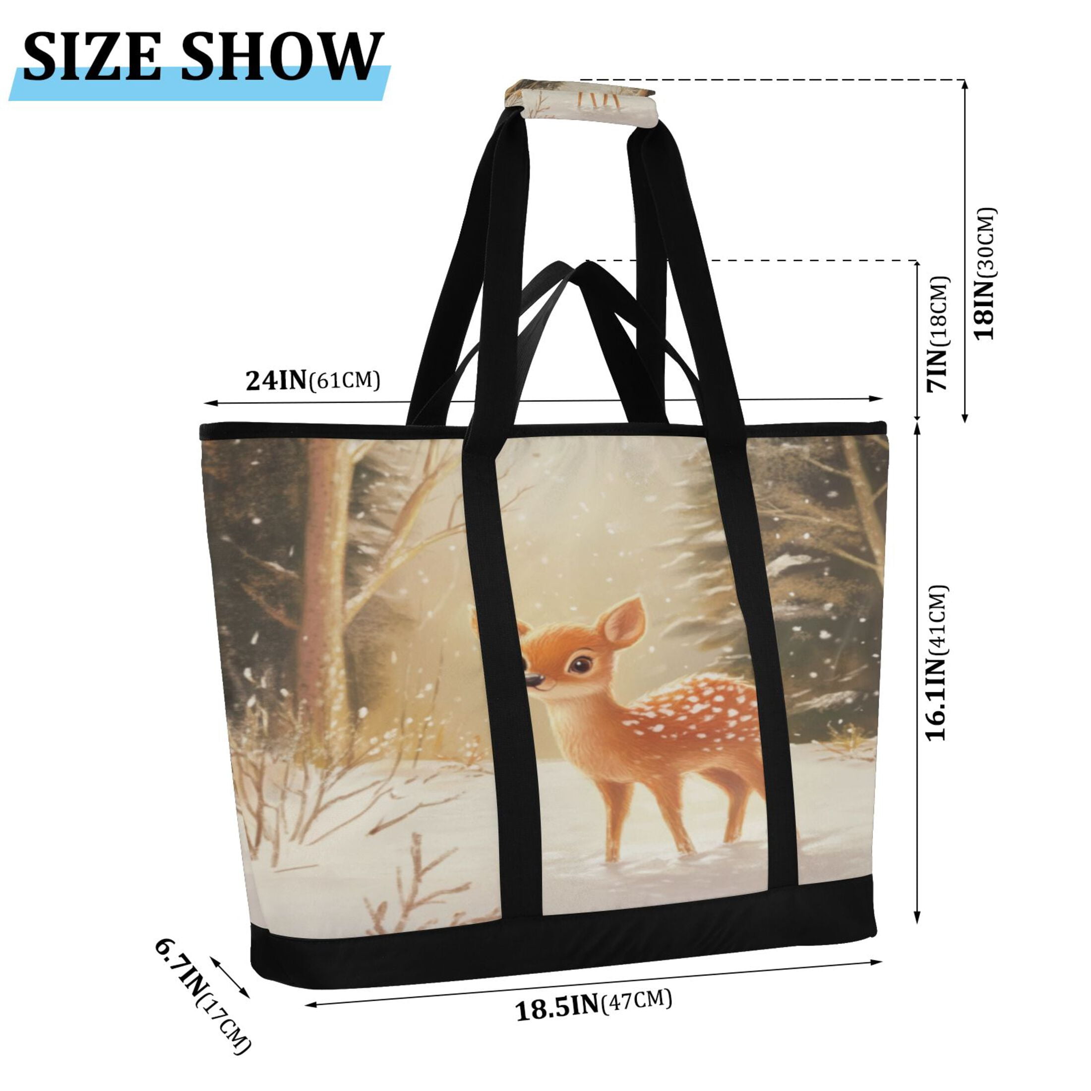 Large Hand-held Ice Pack Picnic Bag Insulation and Refrigeration Suitable for Shopping Picnics and Camping Christmas Snow Deer