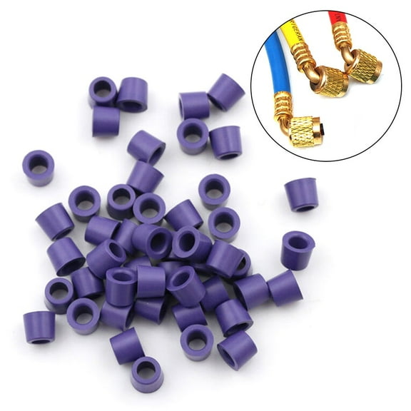 LLDI 50PCS/Set Universal- Car Air Conditioning Hose Adaptor Gaskets Valve Purple Rubber A/c HVAC O-ring Seal Core Remover Tool Kits