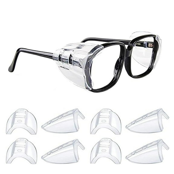 GoXteam 4 Pairs Safety Eye Glasses Side Shields, Slip On Clear Side Shield for Safety Glasses- Fits Small to Medium Eyeglasses