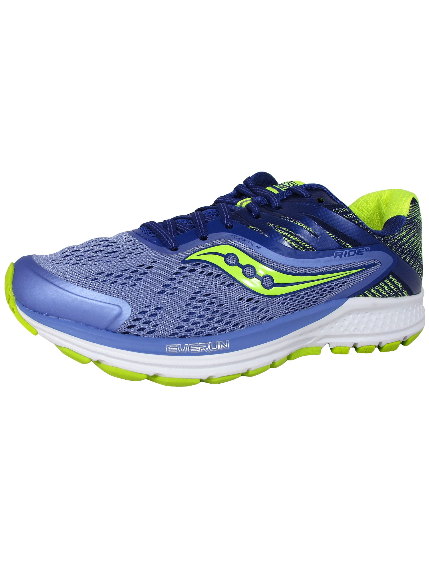 Saucony Womens Ride 10 Running Sneaker Shoes Purple Blue Citron